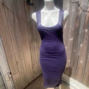 Velvet purple Bodycon midi dress size small